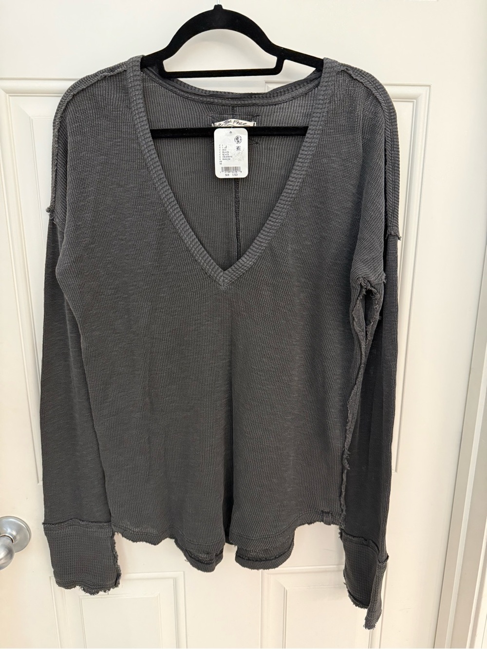 NWT Free People We The Free Charcoal Waffle Knit Neck Sweater 🖤 medium
